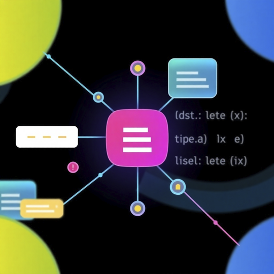 Abstract representation of code modules connecting and interacting, symbolizing code reusability. Use a vibrant color palette. The style could be a stylized infographic. Resolution: 4K.
